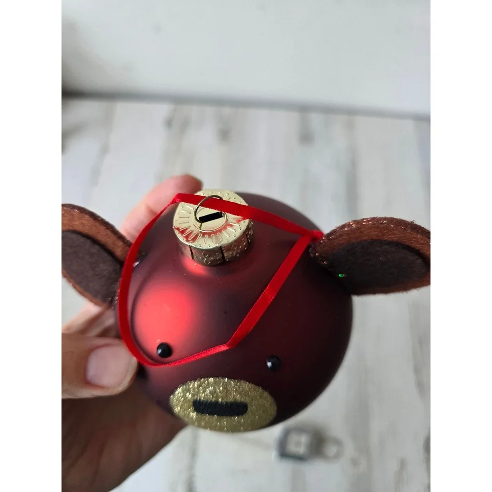 Large Ball Bear glass ornament glitter Xmas‎ tree Brown